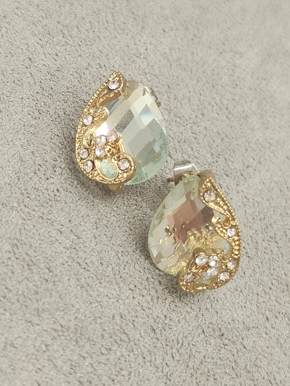 Drop Glass Earrings Pastel Embellished Crystal Formal Red Carpet Wedding Prom